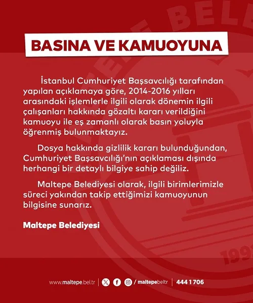 Maltepe Belediyesi’nden Operasyon Açıklaması